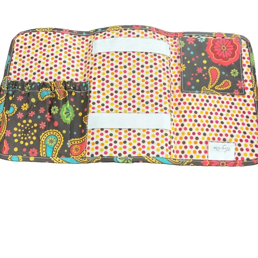 Thirty-One Fold n' Go Organizer Floral Fanfare Travel Pouch Makeup Jewelry FLAW
